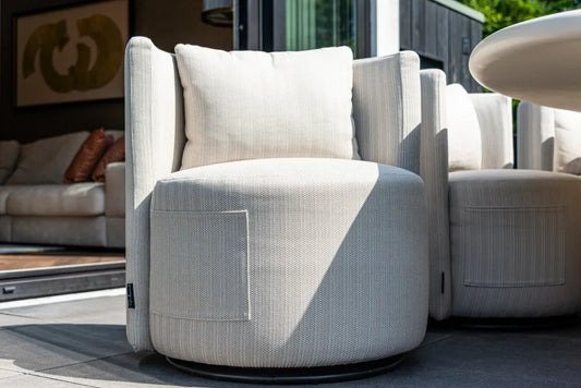 Scaun rotativ de exterior din Metal|Textil|Olefin|Spuma cu uscare rapida Bej L79xH80cm Nammos