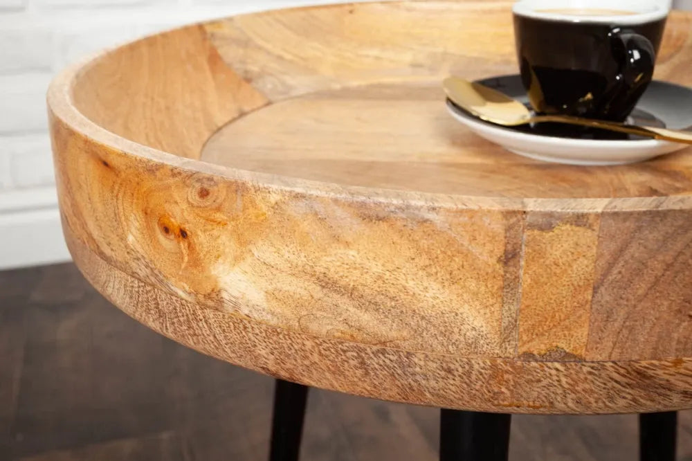 Masuta laterala din Lemn de mango Maro si Metal Negru D35xH50cm Pure