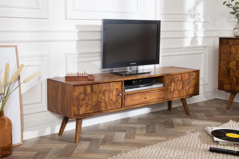 Comoda TV din Lemn de sheesham Maro L140xH45cm MYSTIC LIVING