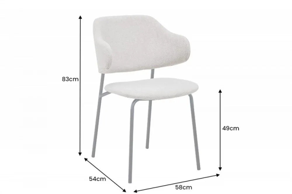 Set 2 Scaune tapitate cu Stofa boucle Grej cu picioare din Metal Negru H83xL58xA54cm Tracy