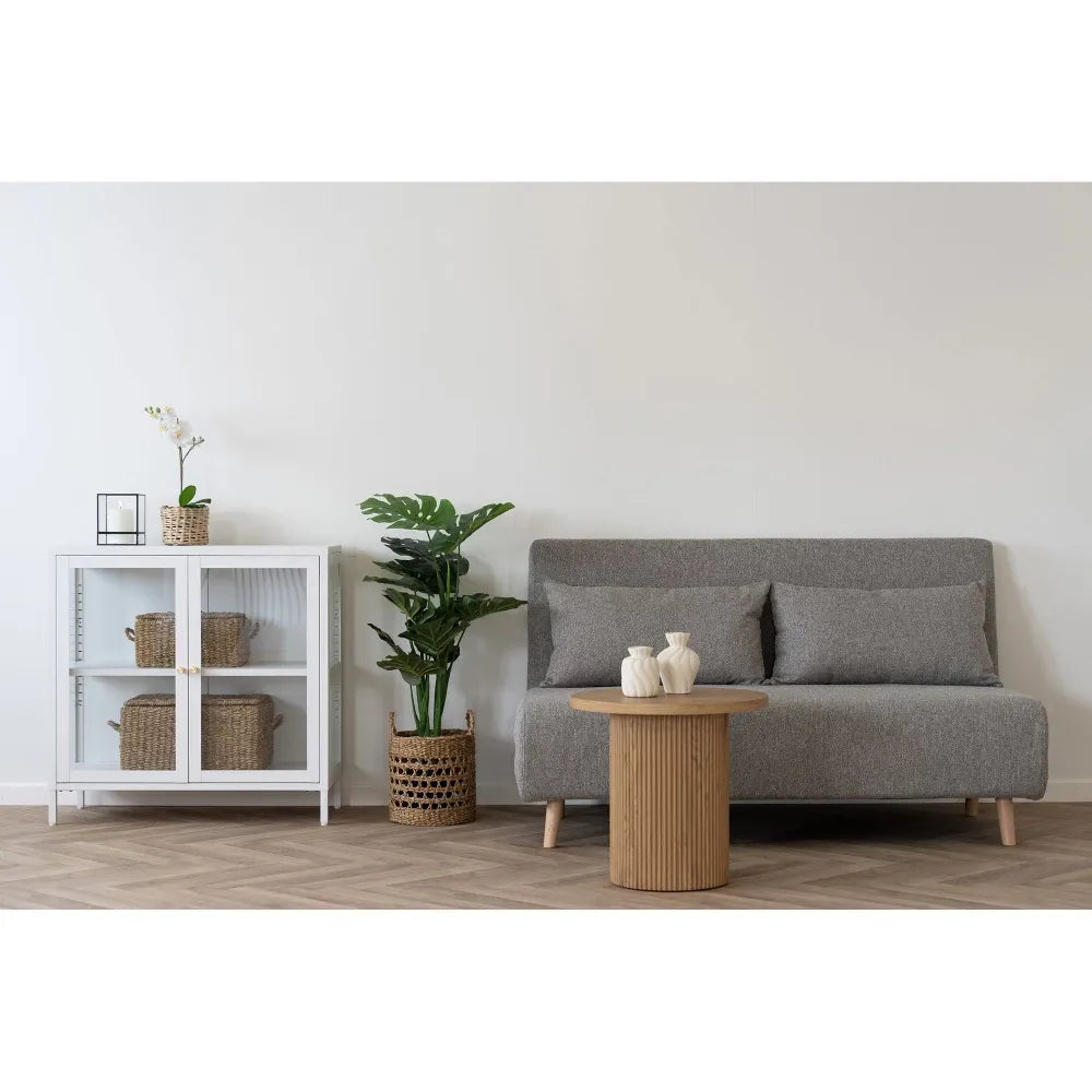 Canapea cu functie de extindere tapitata cu Stofa Gri/Negru L140xH26/82cm Marlow