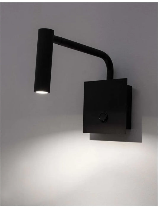 Aplica de perete din Aluminiu Negru H20xL10cm IP20 3W 190lm 3000k SICILY