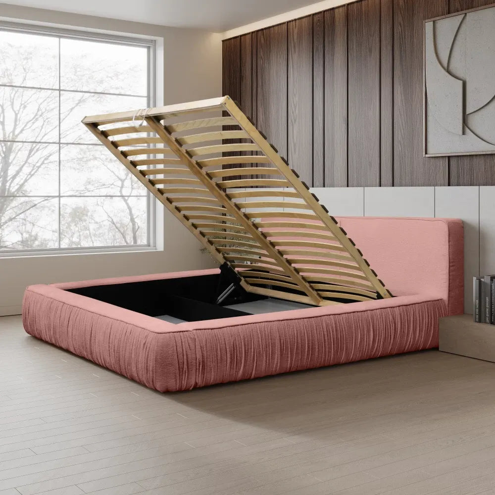 Pat 160x200cm tapitat cu Chenille Roz Naomi