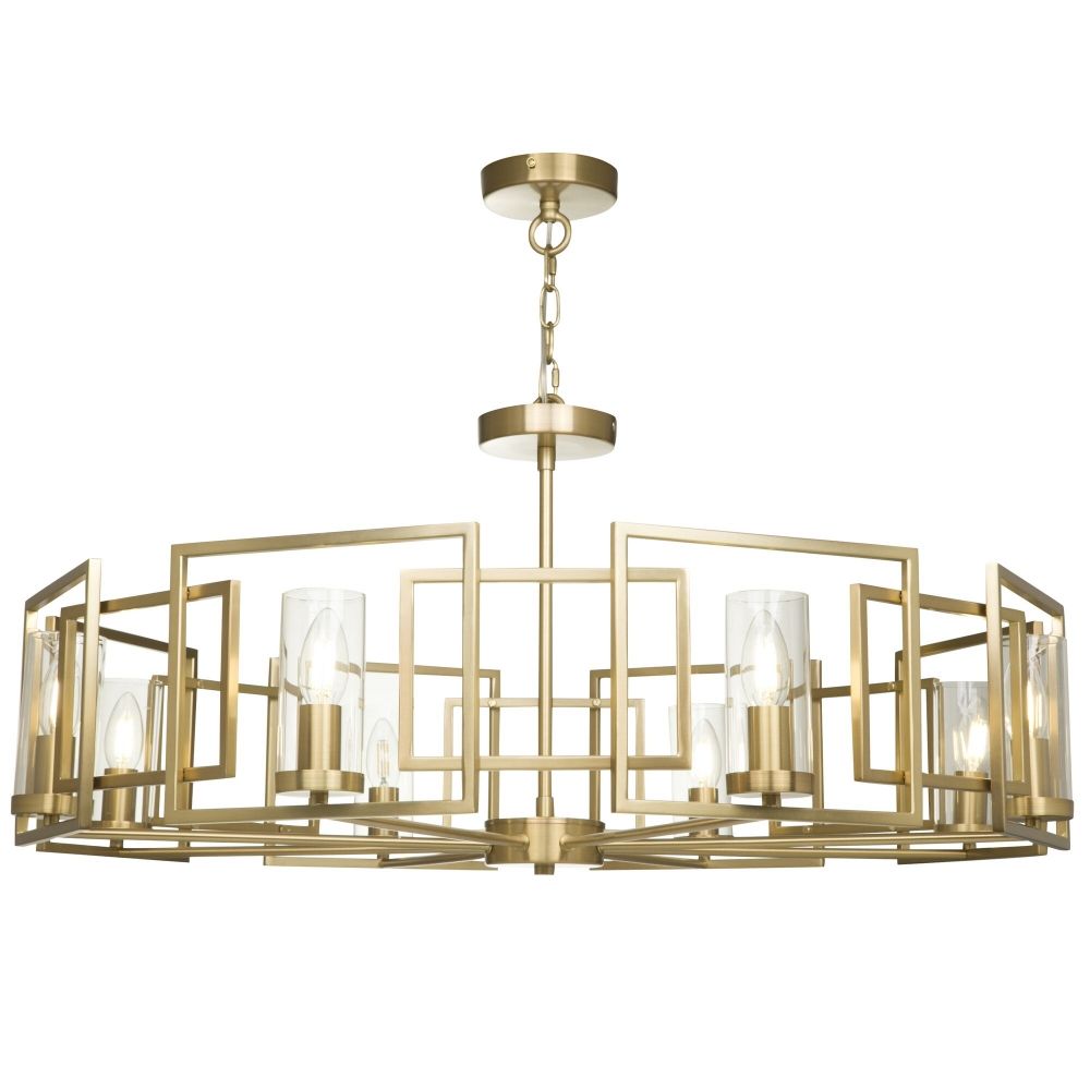 Lustra rotunda cu inaltime reglabila din Sticla Transparent cu 8 becuri D88xH144cm Bowi