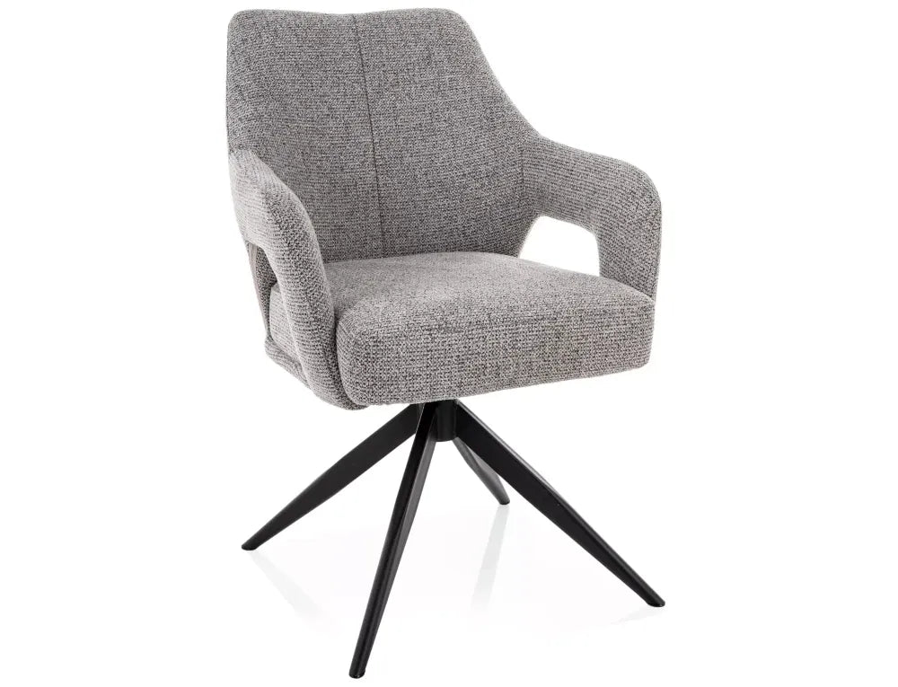 Scaun rotativ din Stofa Gri si Metal Negru H86xL59xA65cm Olsen