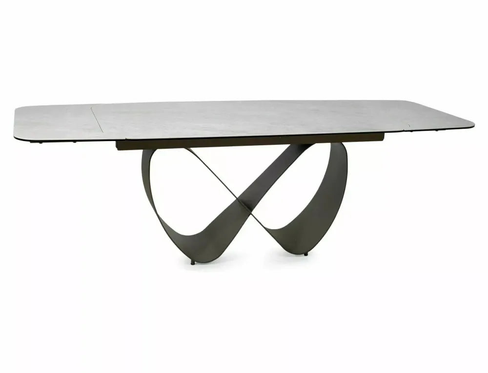 Masa extensibila din Metal Cupru si Sticla securizata+Ceramica Bej mat L160-240xH76cm Infinity