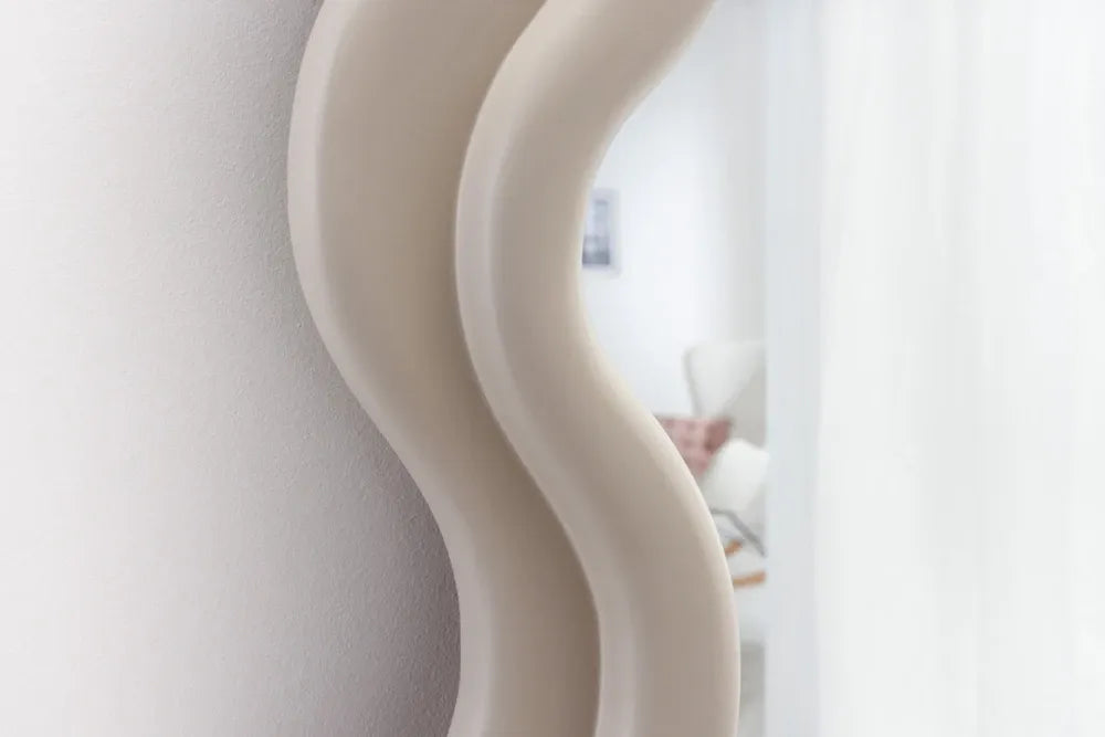 Oglinda cu rama din Poliuretan/MDF Bej H160xL70cm Curvy