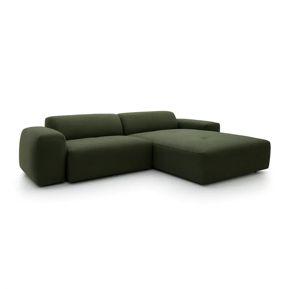 Coltar Loran fix in forma de L din catifea Vogue verde L264×180×H65 cm