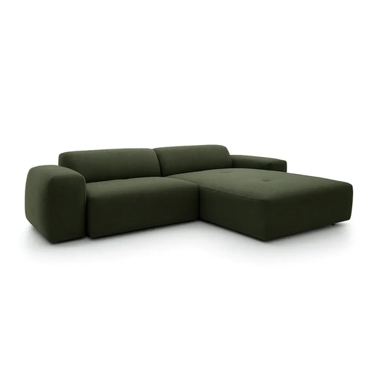 Coltar Loran fix in forma de L din catifea Vogue verde L264×180×H65 cm