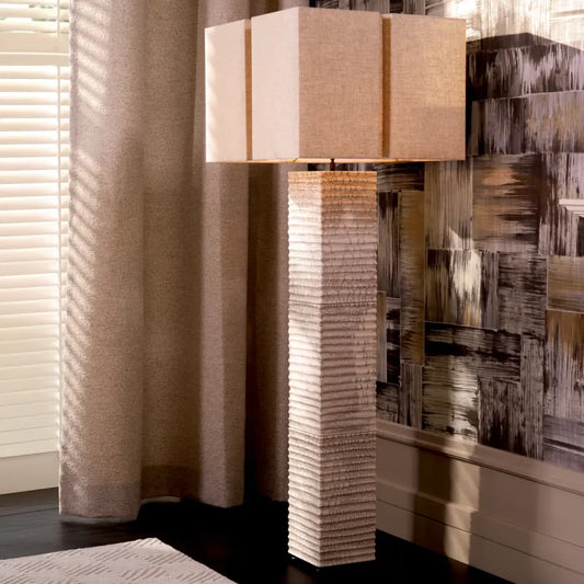 Lampa de podea din Ceramica/Metal Alb/Alama si Textil Bej H165xL60cm Division Eichholtz