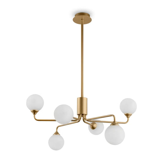 Candelabru din Metal Auriu mat si Sticla Alb H80xD65cm Alexis