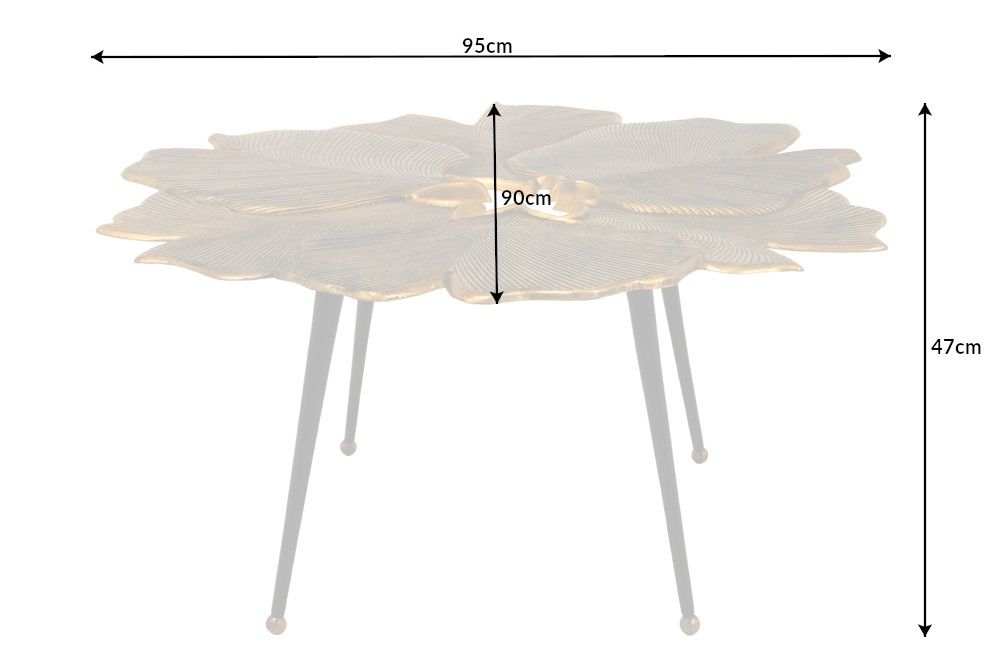 Masuta de cafea Asimetrica din Metal si Metal Auriu/Negru L95xH47cm Ginkgo Leafs