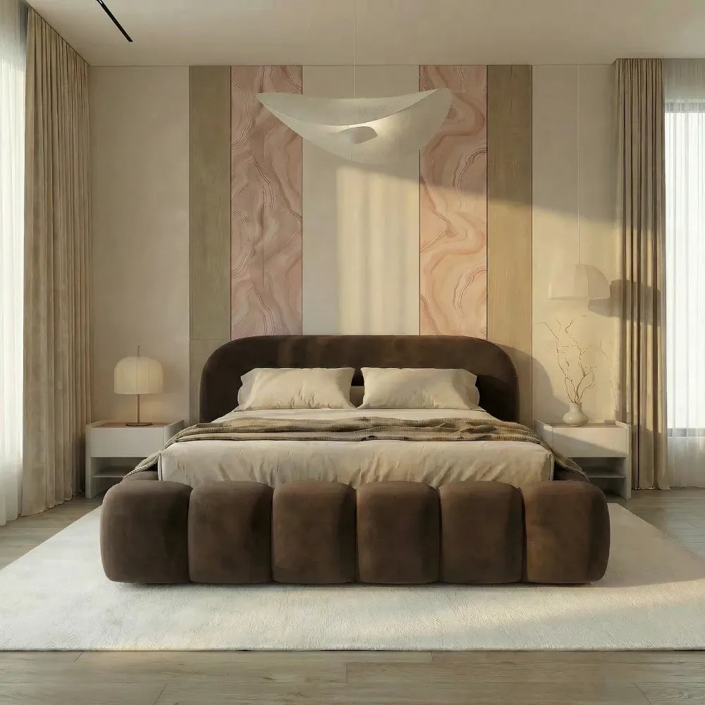 Pat tapitat cu material catifea Maro 160 x 200 Orlando slim