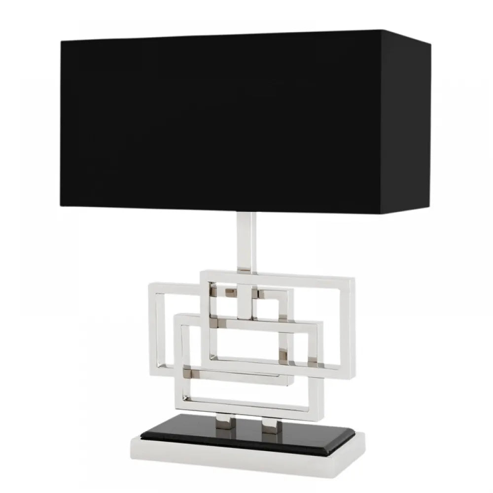 Veioza din Metal/Granit Argintiu/Negru si Stofa Negru H48xL40cm Windolf Eichholtz