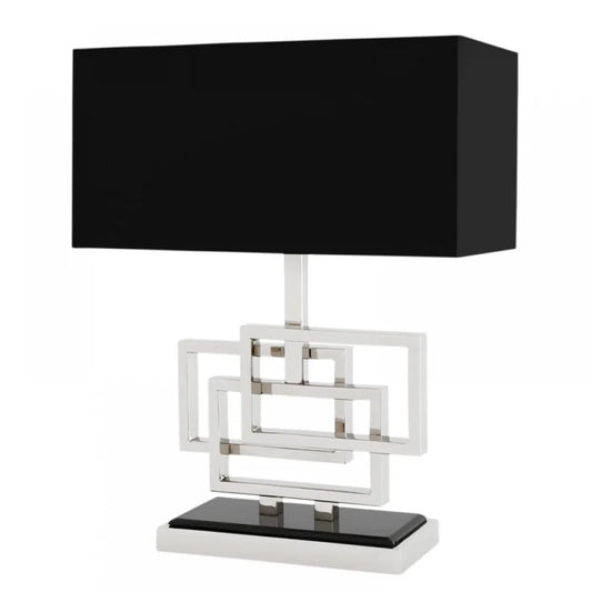 Veioza din Metal/Granit Argintiu/Negru si Stofa Negru H48xL40cm Windolf Eichholtz