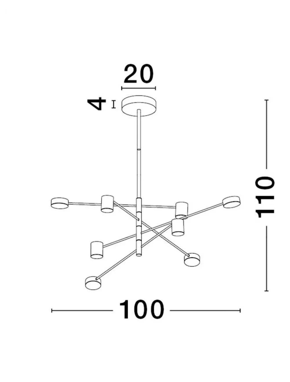 Candelabru structura din Aluminiu Negru si abajur din Acrilic Alb H100xL100cm IP20 40W 690lm 3000k NORDIK