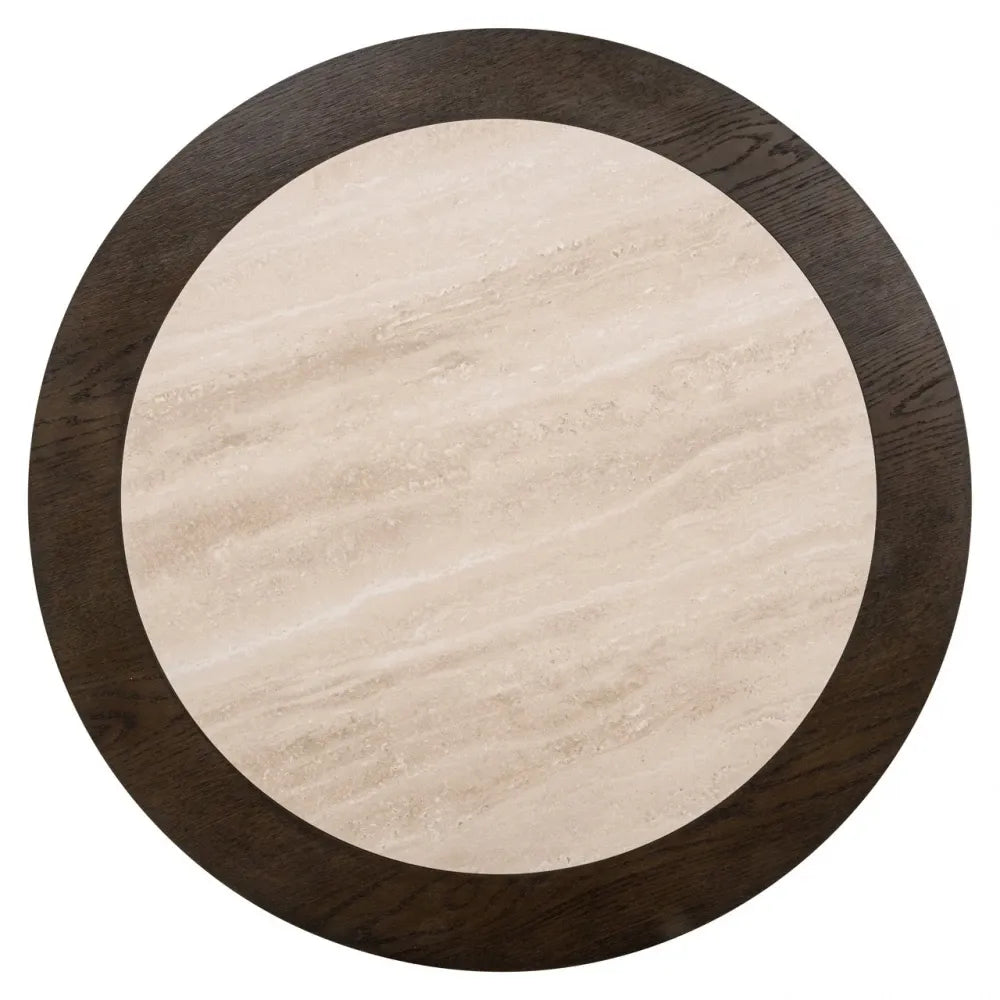 Masuta de cafea din Furnir de stejar Maro si Ceramica Bej D100xH38cm Nando Richmond interiors