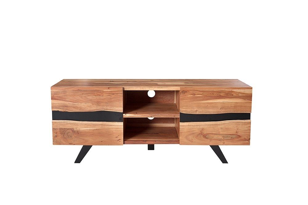 Comoda TV din Lemn masiv de salcam si Metal Maro/ Negru Amazon L160xH65cm