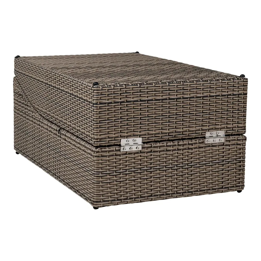 Sezlong de exterior cu perna din Metal/poliratan Maro si Stofa Gri H35/80xL200cm Split