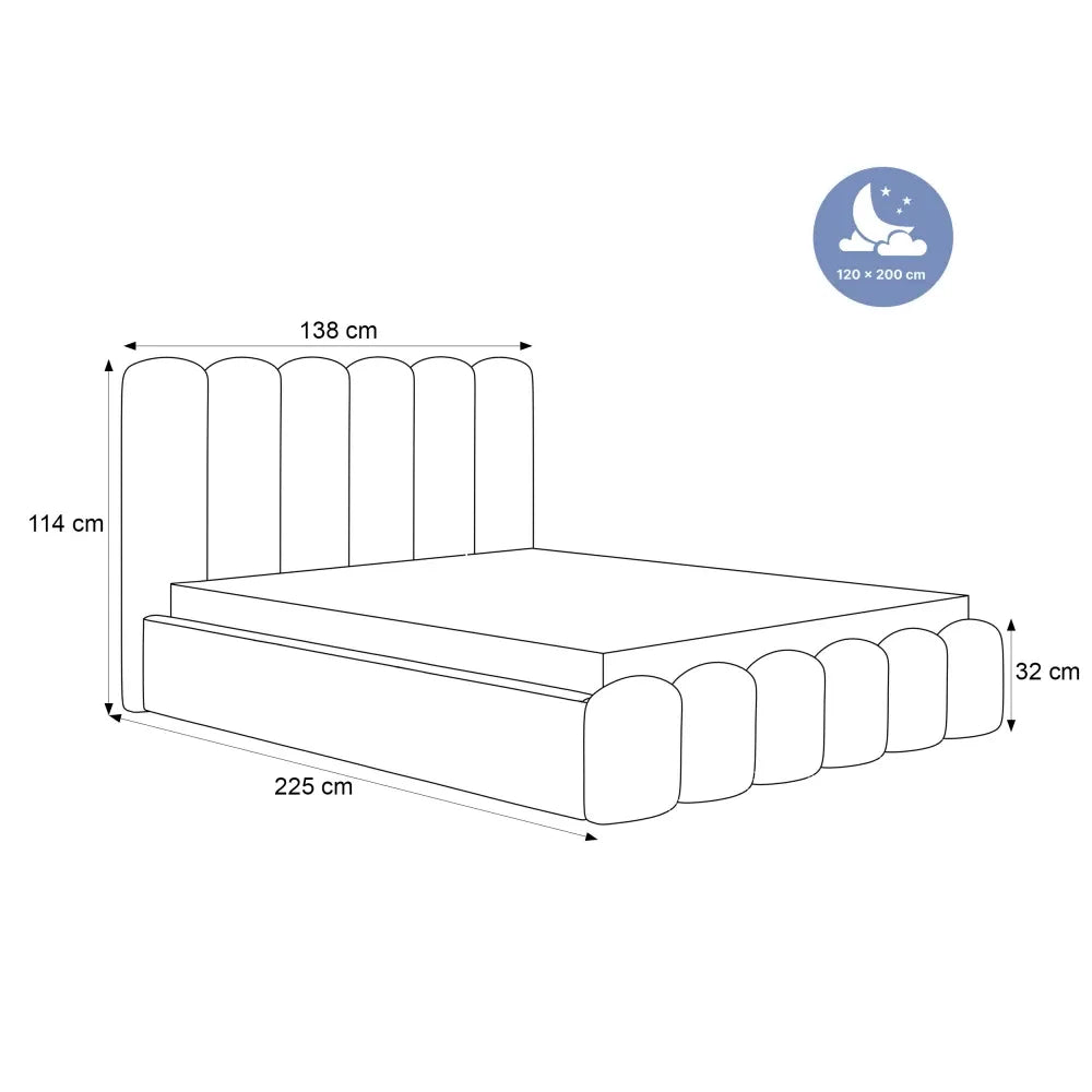 Pat 120 x 200 tapitat cu Stofa boucle Quelle Gri Aveline