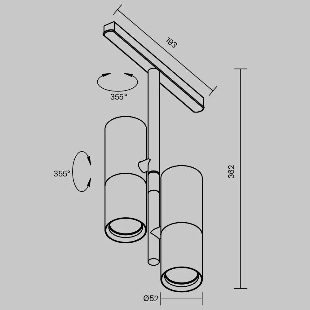 Spot dimabil smart pentru sina Exility din Aluminiu Negru/Alama H36.2xL19.3cm 24W 1624lm 2700-6000k Elti Duo