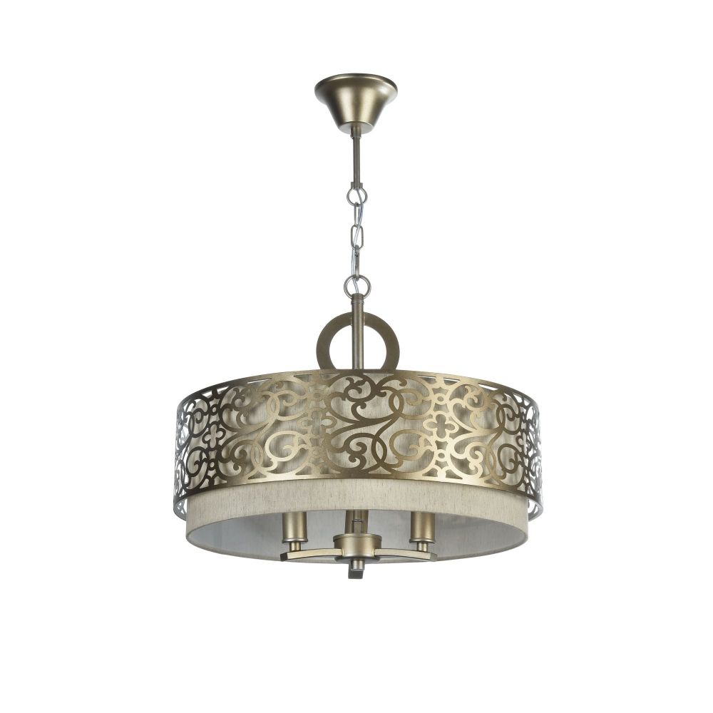 Lustra rotunda cu inaltime reglabila din Bumbac Bej cu 3 becuri D47xH142cm Venera