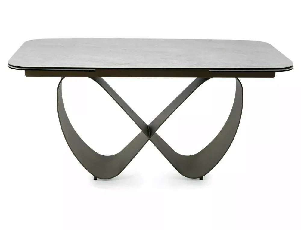 Masa extensibila din Metal Cupru si Sticla securizata+Ceramica Bej mat L160-240xH76cm Infinity
