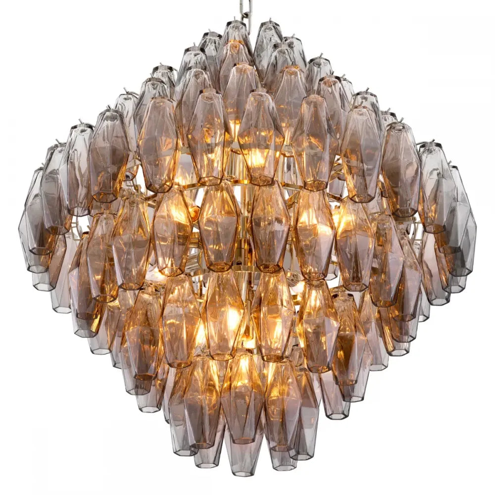 Candelabru din Metal Argintiu si Sticla Fumuriu H74xD65cm Benini L Eichholtz
