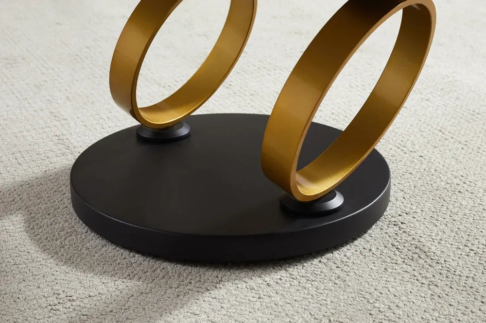 Masuta de cafea din Ceramica Multicolor si Metal Negru/ Auriu mat L135xH43cm DANCING RINGS