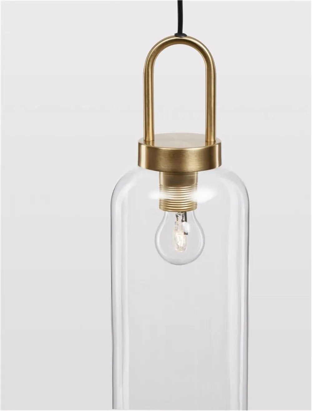 Pendul structura din Metal Alama si abajur din Sticla Transparent H255xL15.5cm IP20 IRVINE