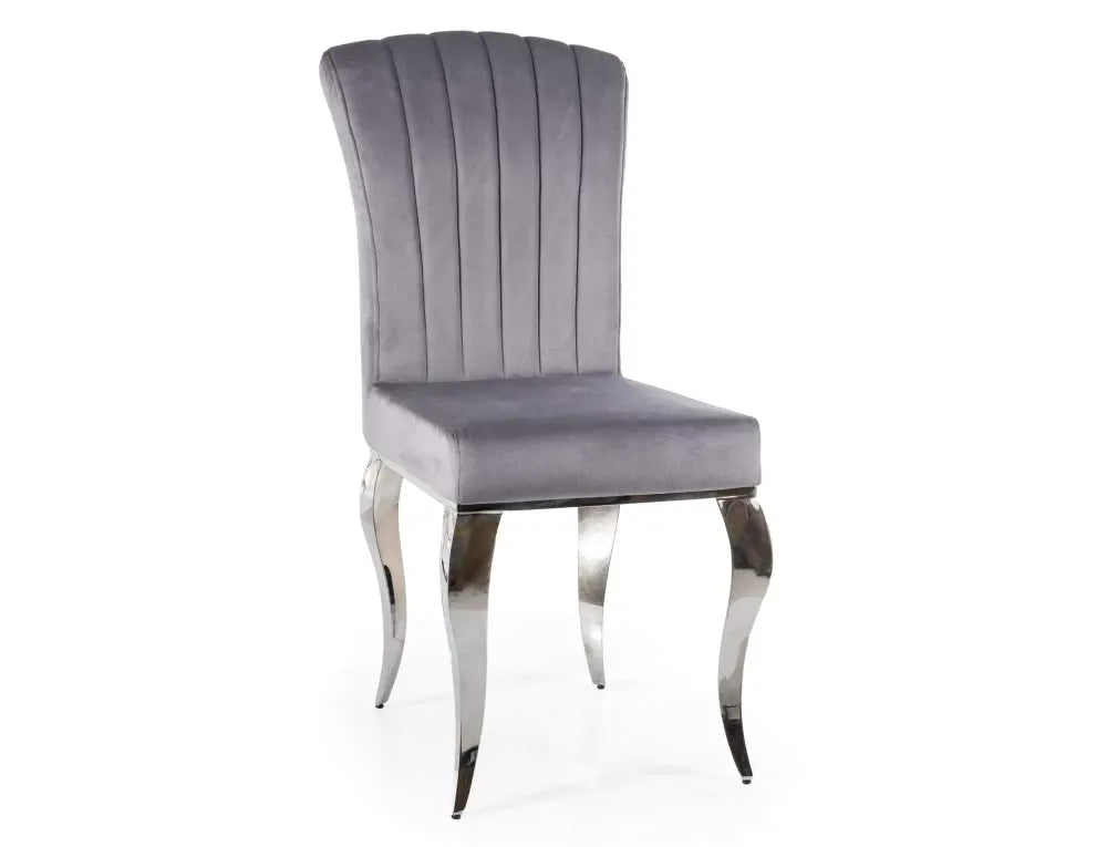 Scaun din Catifea Gri si Metal Argintiu Hx100Lx46xA44cm Prince