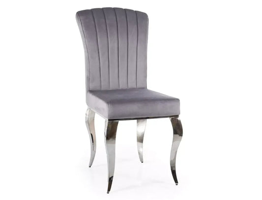Scaun din Catifea Gri si Metal Argintiu Hx100Lx46xA44cm Prince