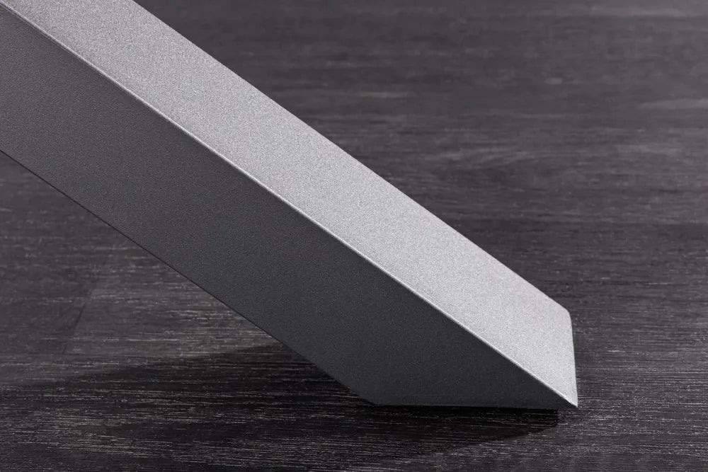 Masa din Sticla securizata/Ceramica Gri grafit si Metal Negru L160-200xH76cm Eternity