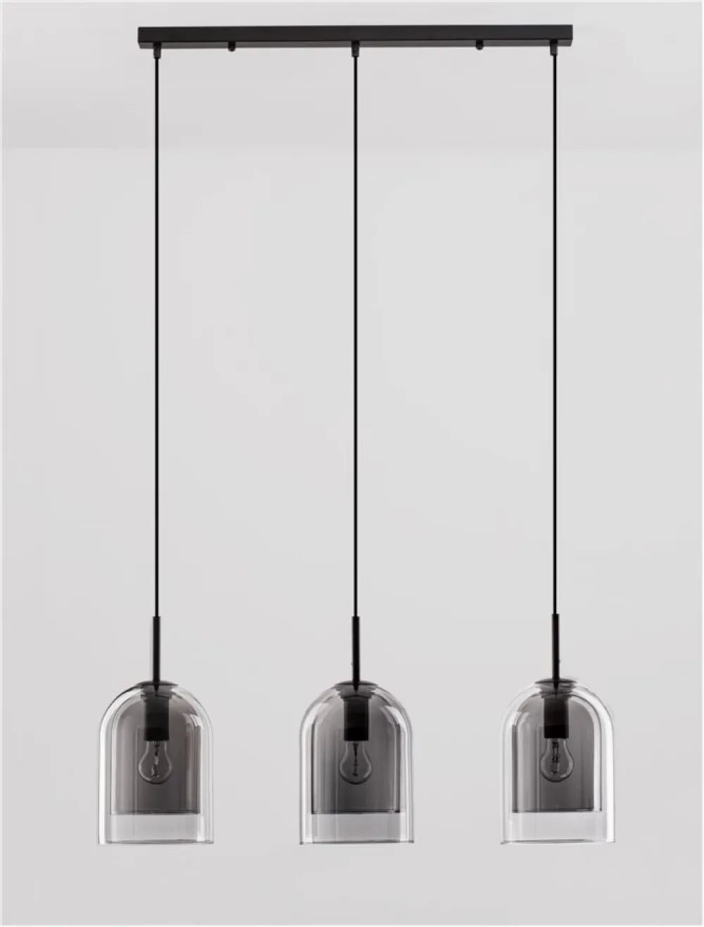 Lustra structura din Metal Negru si abajur din Sticla Fumuriu H158xL70cm IP20 VELOR