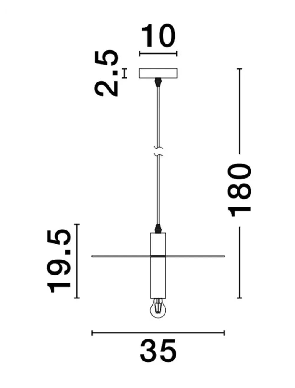 Pendul din Metal Negru H1180xL35cm IP20 ROYAL