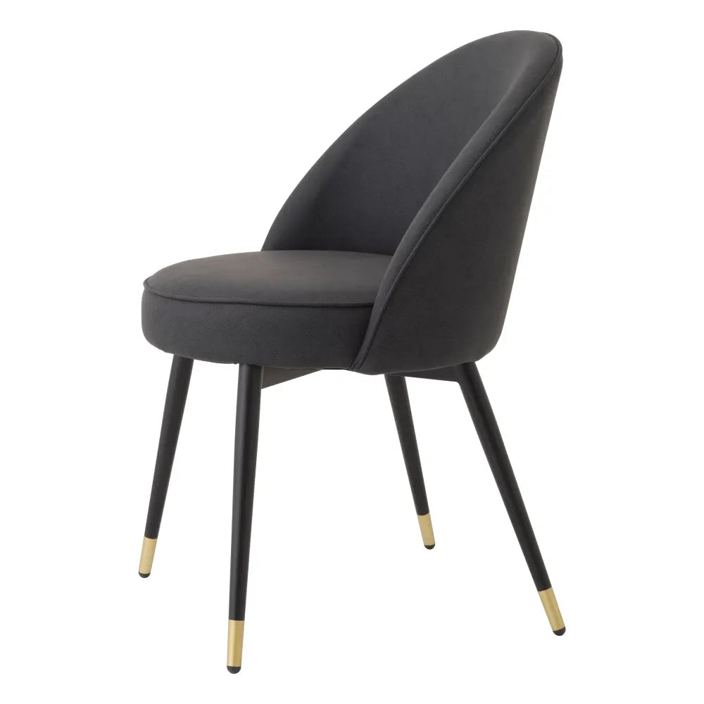 Set 2 scaune tapitat cu Piele artificiala Gri inchis cu picioare din Metal Negru/Auriu H83xL55xA64cm Cooper Eichholtz