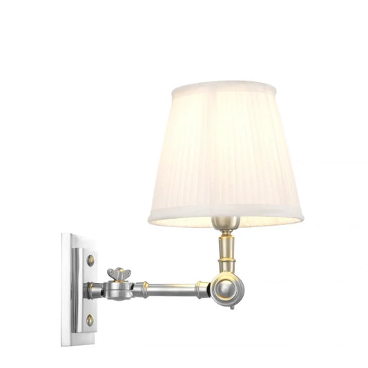 Aplica de perete din Metal Argintiu si Stofa Alb H26xL15cm Wentworth Single Eichholtz