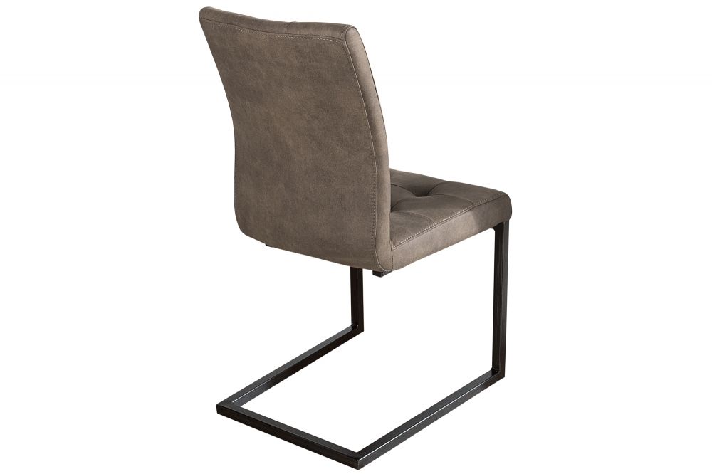 Set 2 scaune tapitat cu Microfibra Maro taupe cu picioare din Metal Negru H90xL45xA55cm Oxford