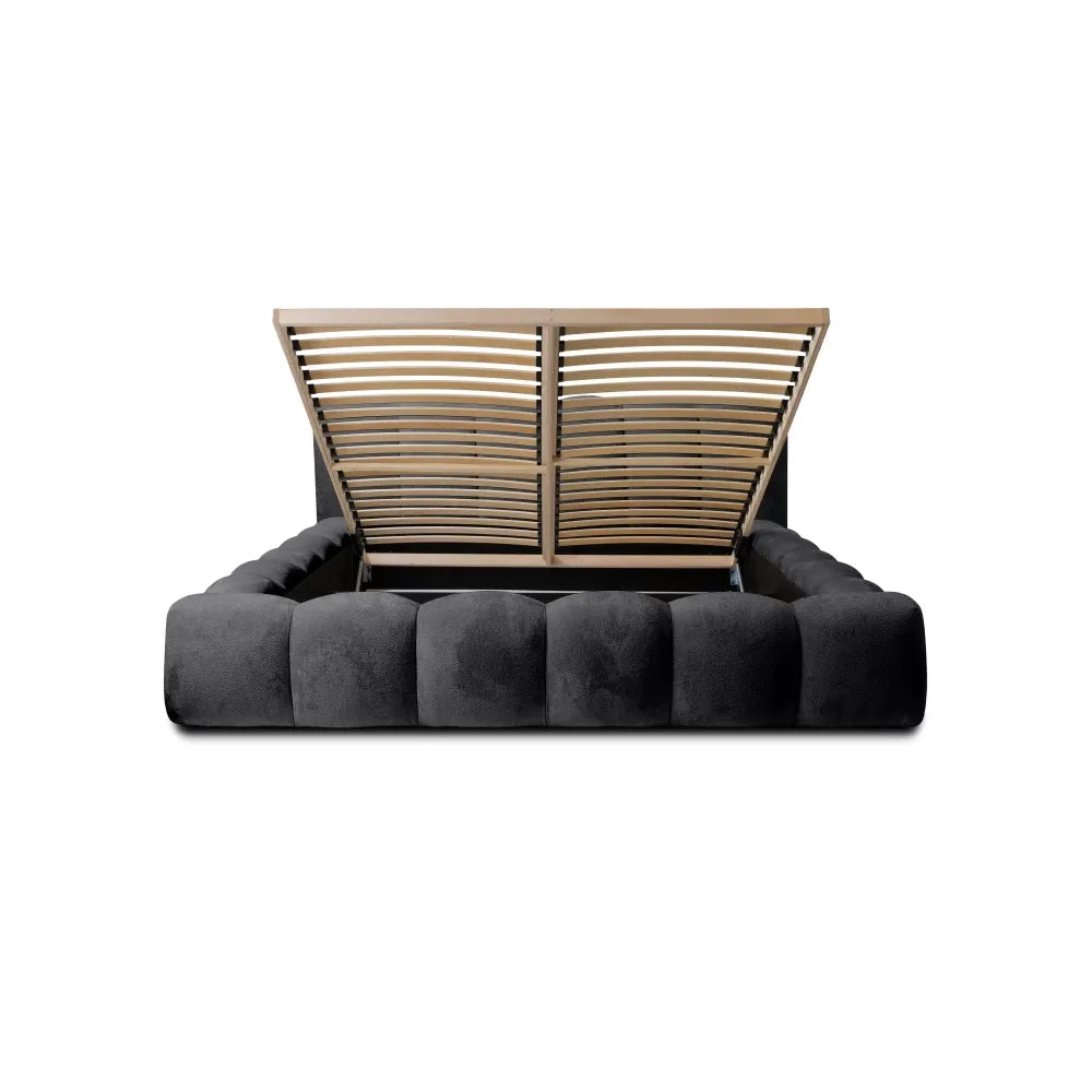 Pat 160x200cm tapitat cu Chenille Negru Dallas