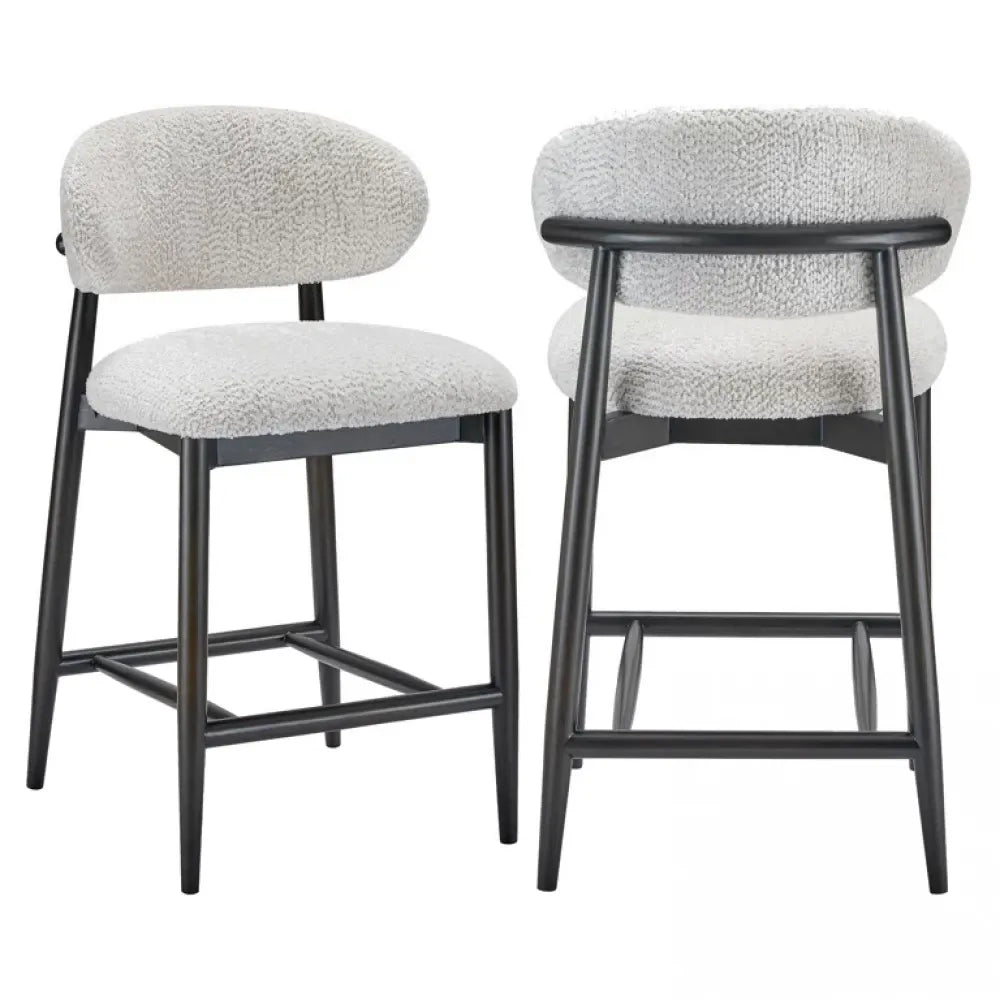 Scaun de insula tapitat cu Stofa be lovely Crem cu picioare din Lemn Negru H96xL52xA52cm Cherry Richmond interiors