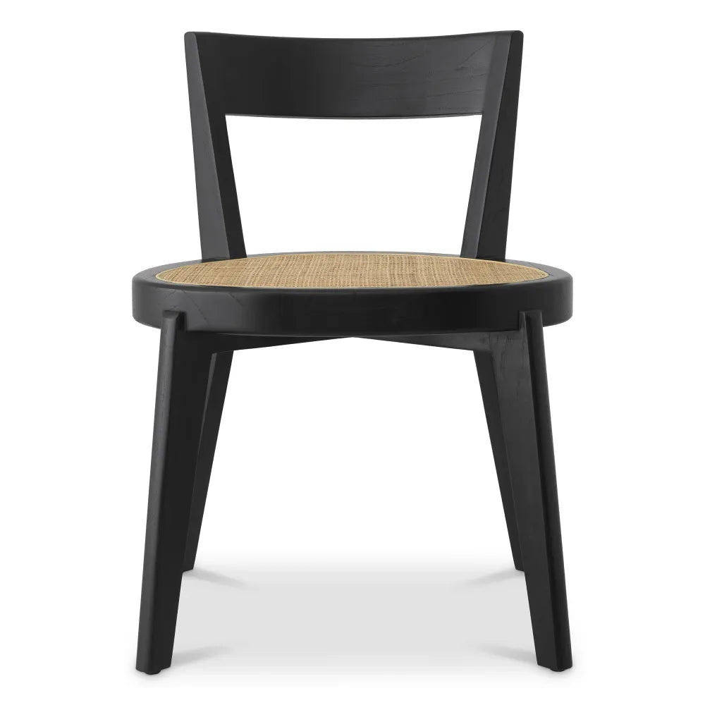 Scaun din Ratan Bej si Lemn Negru L54xA47xH76cm Alvear Eichholtz