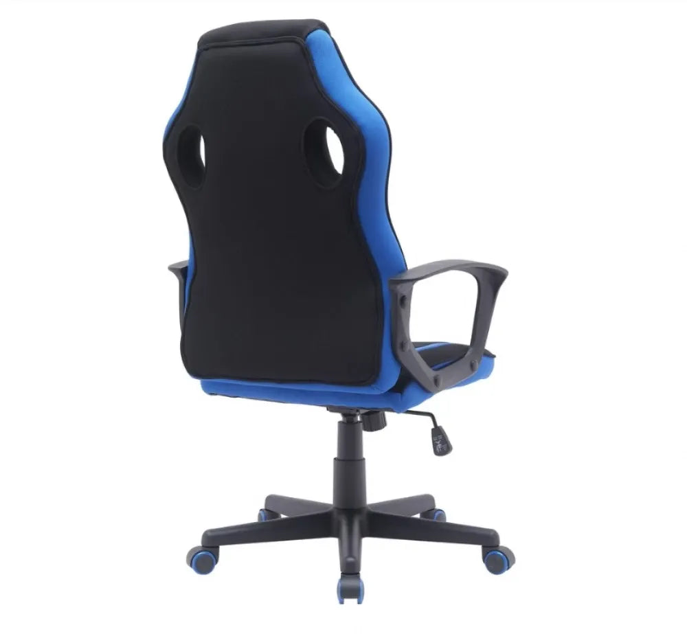 Scaun de gaming cu inaltime reglabila tapitat cu Stofa Negru/Albastru cu picioare din Plastic Negru/Albastru H106-114xL63xA48cm Dakar