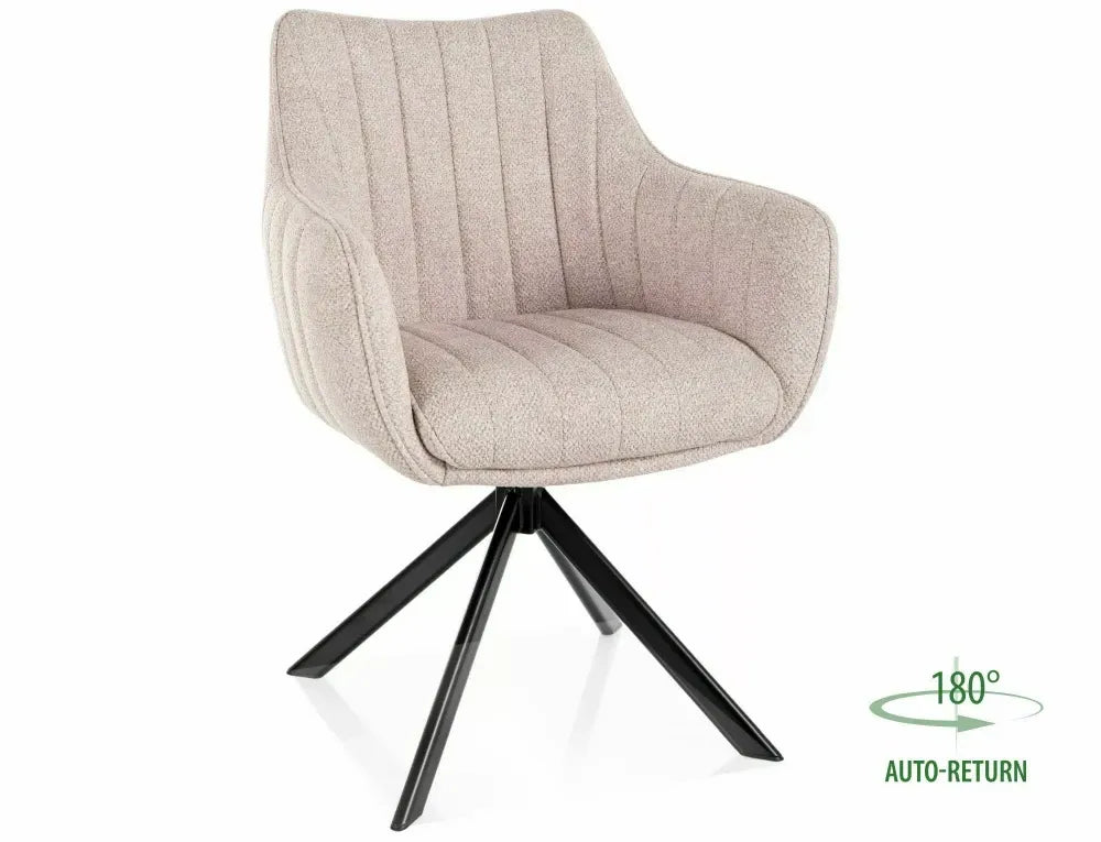 Scaun rotativ din Stofa Leo Bej deschis si Metal Negru H86xL61xA58cm Azalia