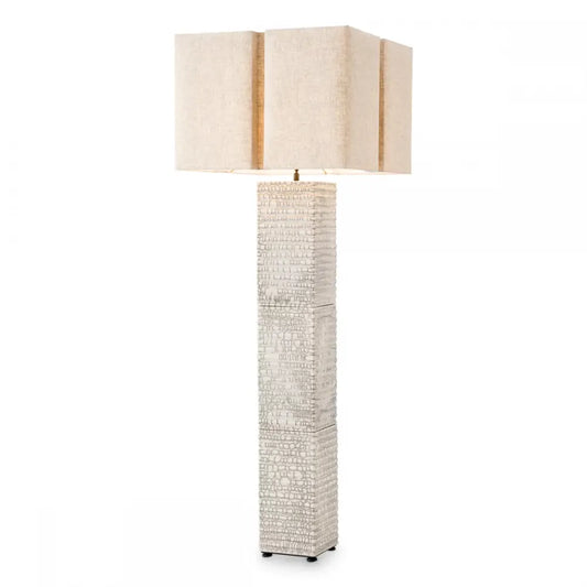 Lampa de podea din Ceramica/Metal Alb/Alama si Textil Bej H165xL60cm Division Eichholtz