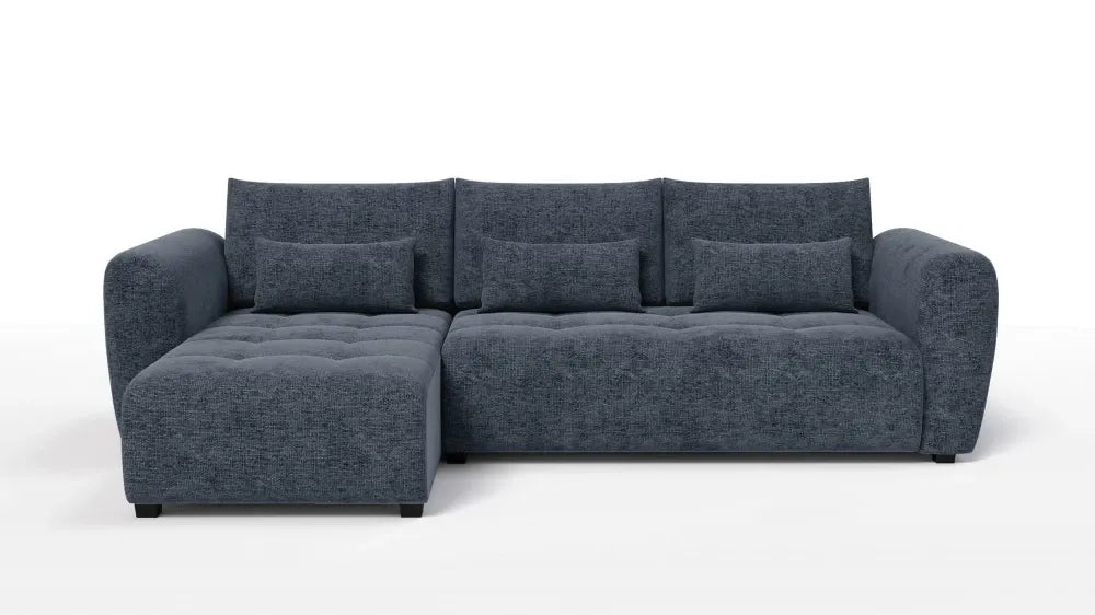 Coltar in forma de L tapitat cu Chenille Albastru Sajma 12 L293x171cm Trezzo