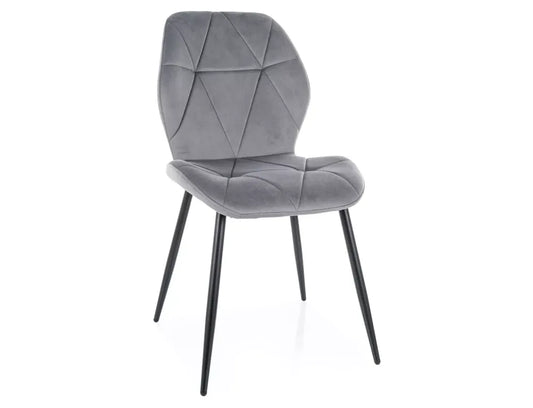 Set 2 scaune din Catifea Gri si Metal Negru Hx86Lx48xA56cm Rick