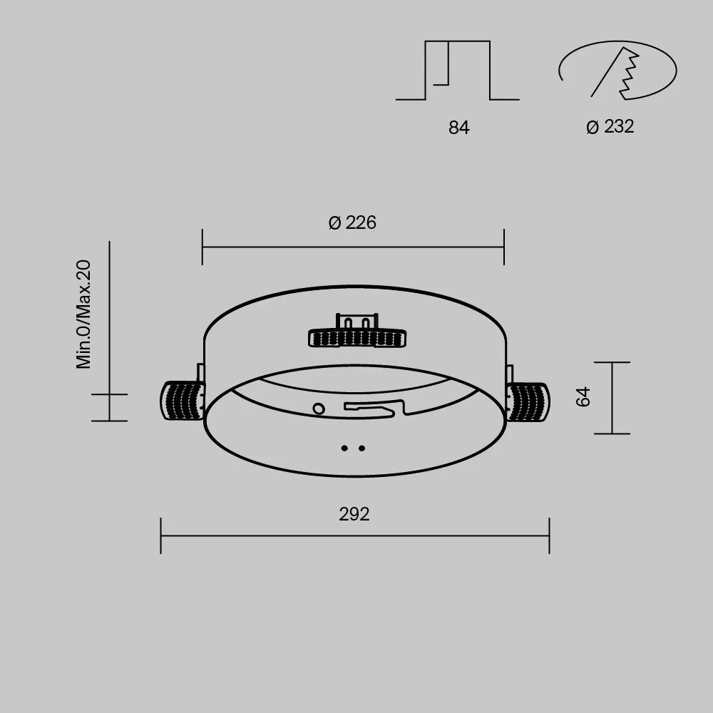 Acesoriu pentru incastrare plafoniera Zon de diametru 22cm din Metal Alb