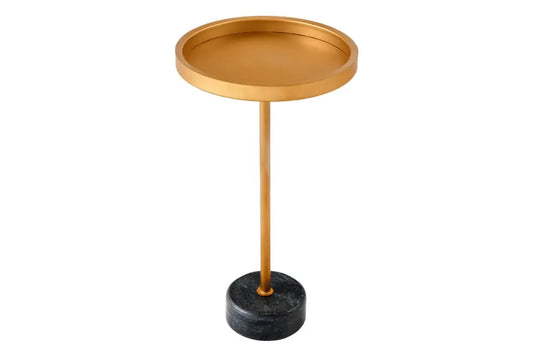 Masuta laterala din Metal Auriu si Metal/Marmura Auriu/Negru L30xH56cm Trayful