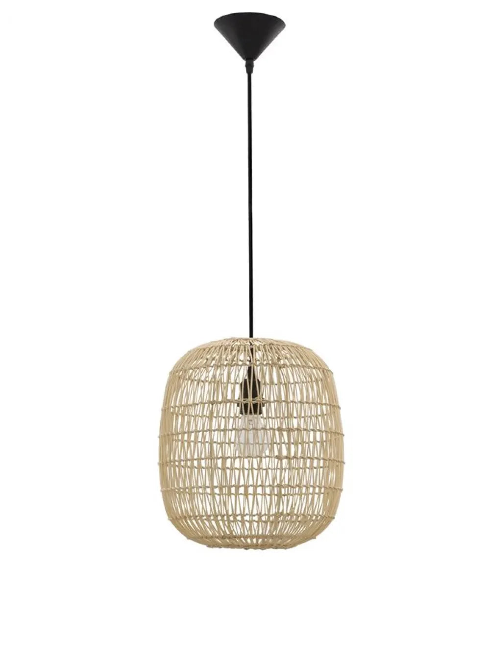 Pendul structura din Metal Negru si abajur din Ratan Bej H215xL30.5cm IP20 MELODY