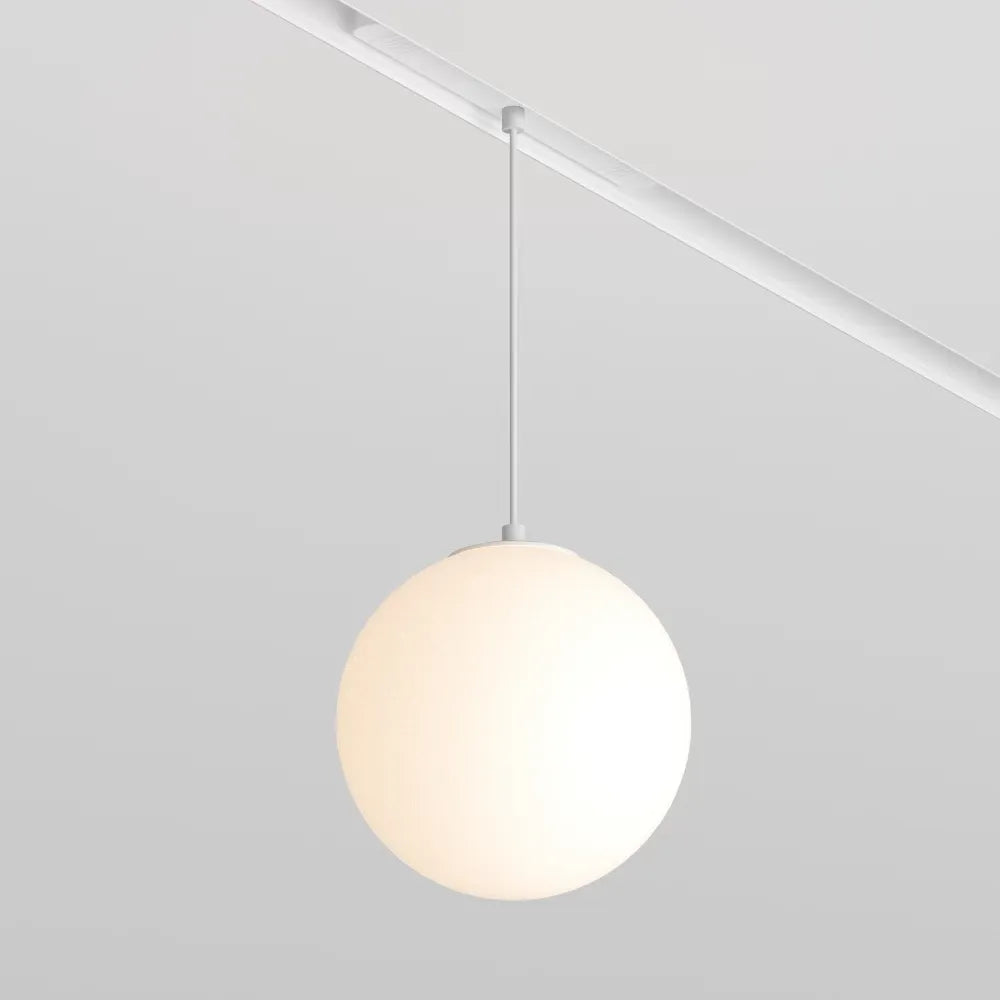 Pendul pentru sina Exility din Metal Alb si Sticla Alb H113xD13cm 5W 330lm 3000k Luna
